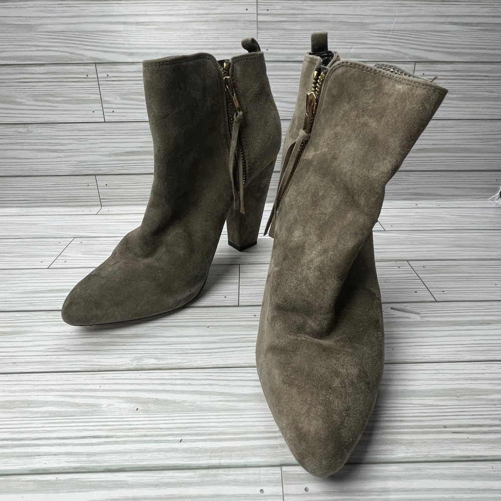 Steve Madden Jannyce Olive Suede Block Heel Ankle Boots Pointed Toe Womens‎ 9M